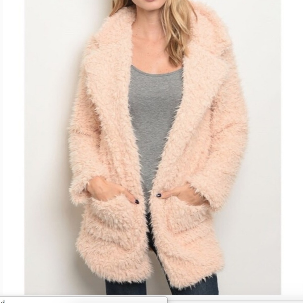 Shaggy Faux Fur Jacket - Color: Blush Pink! - Picture 4 of 7